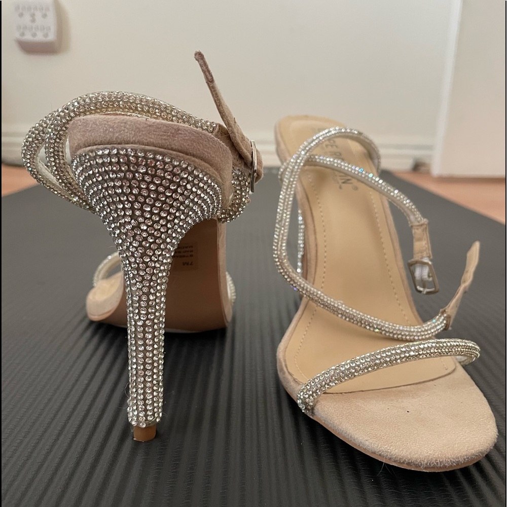 Size 7 Nude Rhinestone Heels